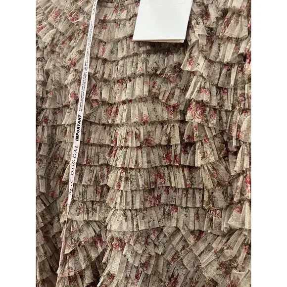 Anthroopologie Mac Duggal 8017 Floral Ruffle Short Sleeve Dress $798 Size 18